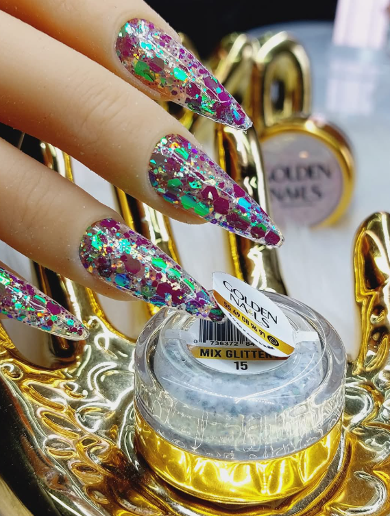 MIX GLITTERY #15 GOLDEN NAILS